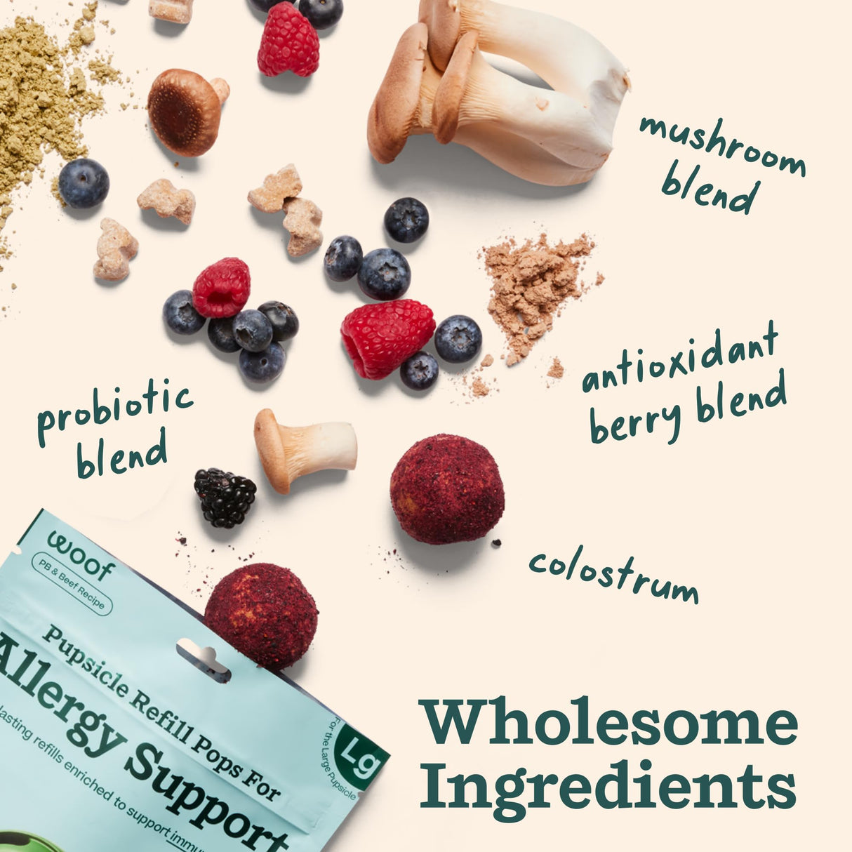 WOOF Pupsicle Refill Pops for Allergy Support for Dogs - Allergy Dog Treats for The Pupsicle Toy to Support Your Dog’s Natural Immune Defenses - Large Pops - 7 Count