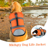Mklhgty Dog Life Jacket, Reflective Adjustable Dog Life Vest with Rescue Handle for Swimming and Boating, Ripstop Pet Safety Life Preserver for Small, Medium and Large Dogs
