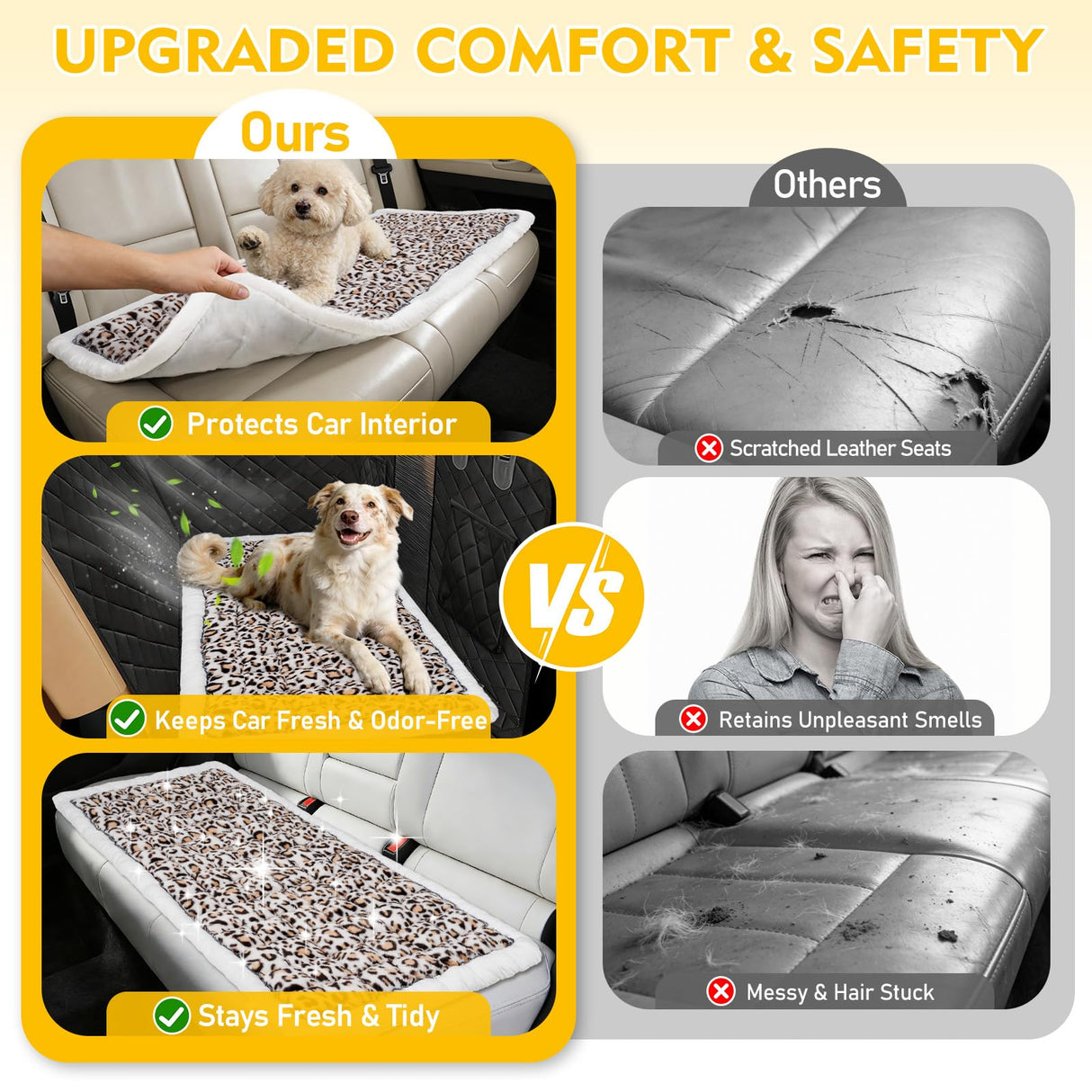 Car Back Seat Mat for Dog 53"x24" Dog Bed for Car Scratch Proof Non Slip Thick Odorless Non Fading Pet Travel Cushion Bed Overlay for Hard Bottom Extender & Cat Rabbit Pet Car Seat Cover Protector