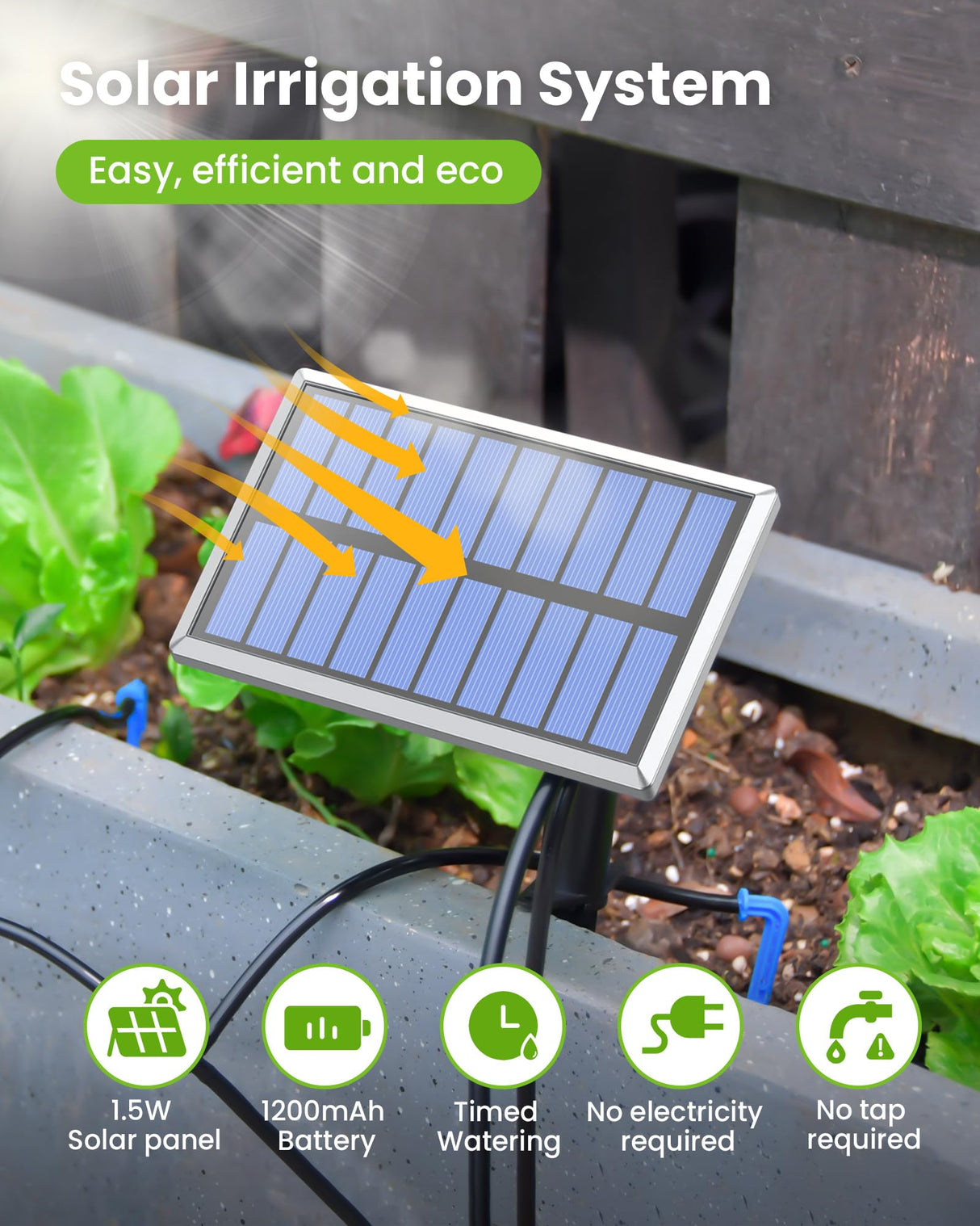 RAINTPOINT Solar Automatic Drip Irrigation Kit System,Solar Garden Watering System with 100% Anti-Siphoning Device, Easy DIY Plant Watering Devices with 6 Timing Modes for 10-15 Potted Plants