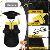 Dog Cat Graduation Costume Set 5Pcs Pet Graduation Gown Stole Puppy Grad Cap Lensless Glasses DIY Letter Stickers for Christmas Halloween Holiday (Noble Purple, Small)