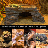 REPTI ZOO Large Bearded Dragon Basking Platform, 12.5x7x5 inch Gecko Hide Cave with Heat Storage Slate Stone, Reptile Basking Rock Climing Hideout for Leopard Crested Gecko Lizard Turtle