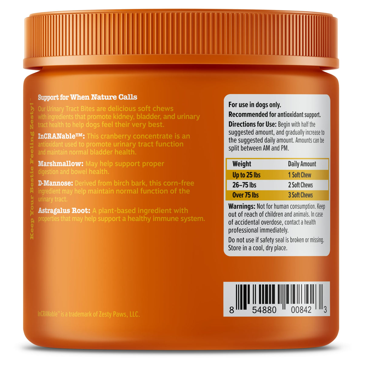 Zesty Paws Cranberry Supplement for Dogs - Bladder Control for Dogs - Urinary Tract Support - Cranberry Chews with D-Mannose, Vitamin B6 & L-Arginine - Immune & Gut Support - Bacon - 90 Count