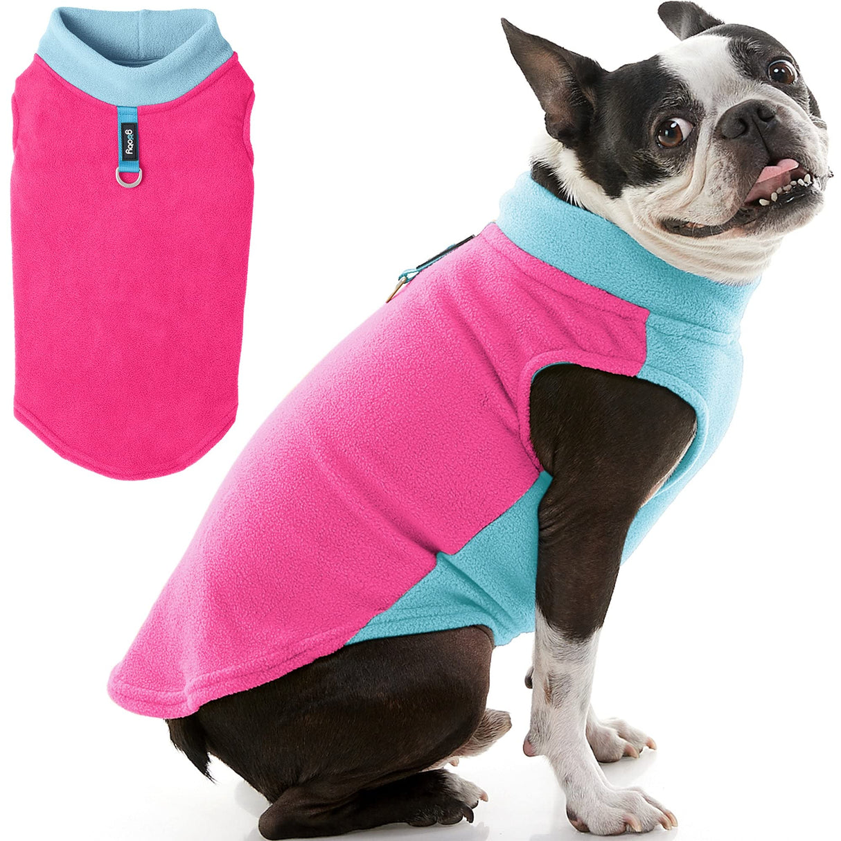 Gooby Half Stretch Fleece Vest Dog Sweater - Pink, X-Large - Warm Pullover Fleece Dog Jacket with D-Ring Leash for Small to Medium Dogs