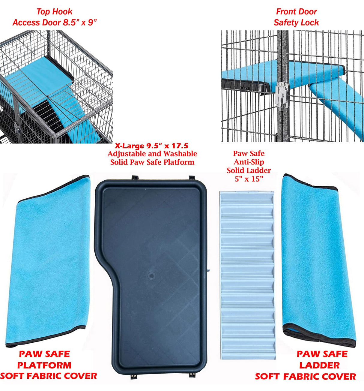 Deluxe Two Tiers Small Animal Critter Cage Tight 1/2-Inch Bar Spacing Water Bottle Food Bowl Feisty Ferret Hammock Chinchilla Rat Mice Squirrel Rabbit Sugar Glider Easy Clean Pull Out Grate Tray