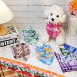 Sweetude 100 Pcs Plaid Dog Bandanas Bulk Paw Print Dog Scarf Bibs Puppy Pet Bandanas with Captions Adjustable Cat Outfit Washable Triangle Scarf Kerchief for Small to Medium