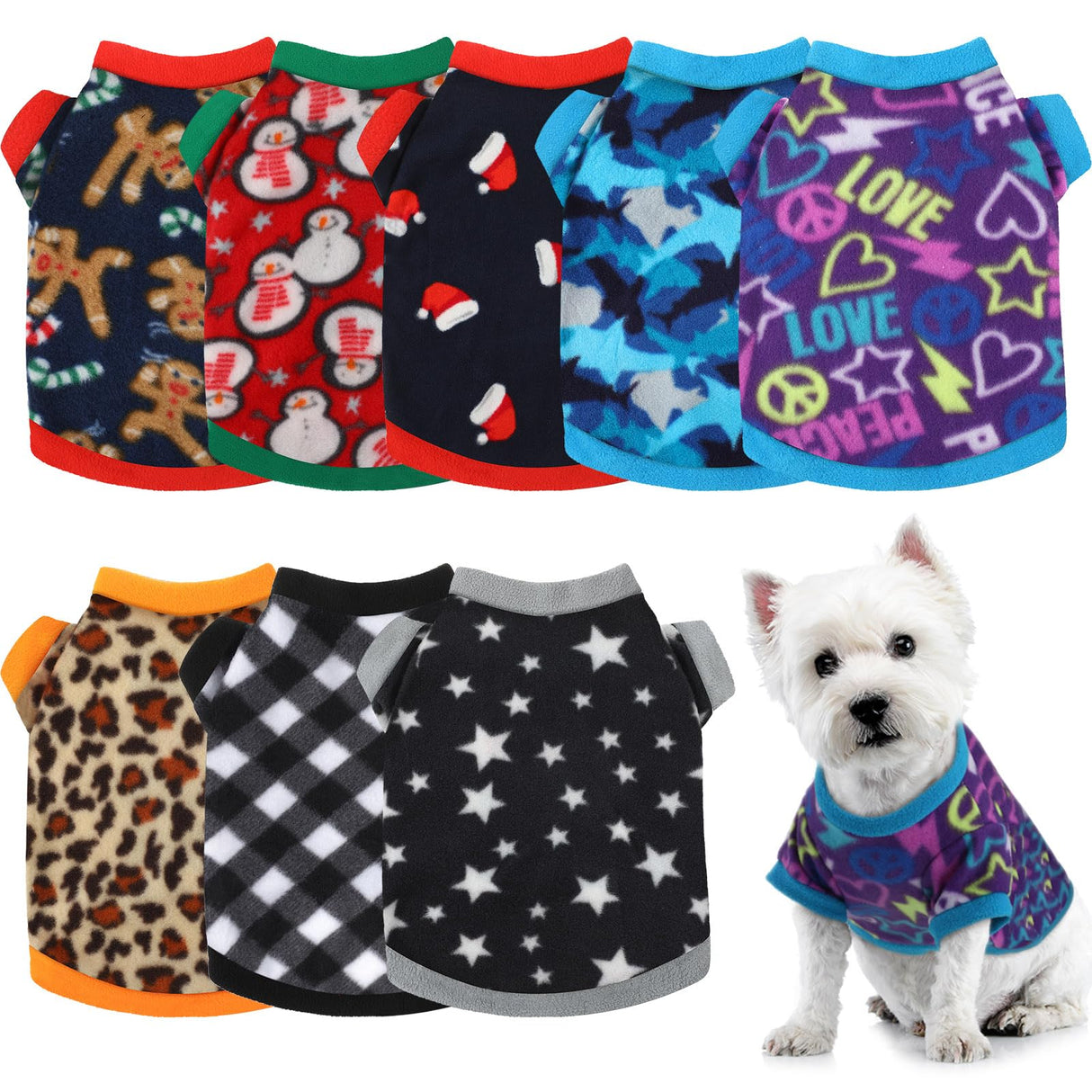 8 Pieces Dog Sweaters for Small Dog Girl Boy Winter Chihuahua Clothes Puppy Sweater Warm Shirt Puppy Fleece for Halloween Christmas Pajamas Yorkie for Pets Pup Cat(Classic Pattern, X-Small)