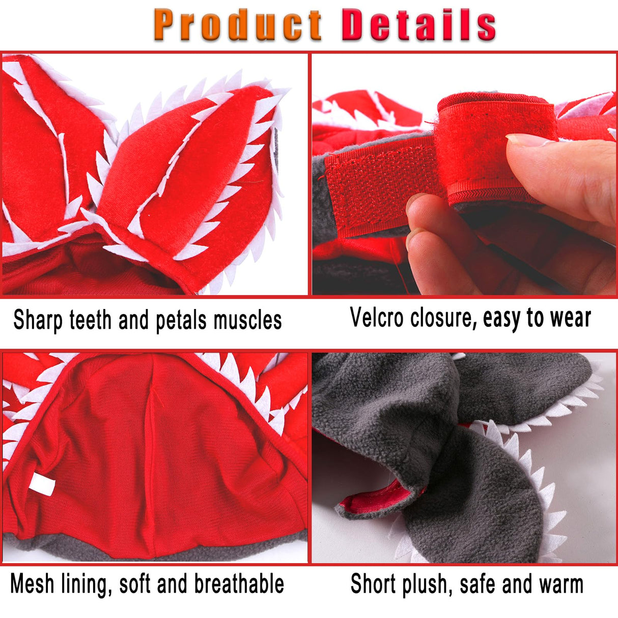 Pet Demon Hat Costume Scary Halloween Dog Headband Demogorgon Costume Headgear Props Cosplay Outfits Cute Clothes for Small Medium Dogs Puppy Cat Kitten Monster Headwear Devil Decorations