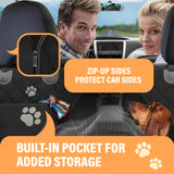 Active Pets Dog Car Seat Cover for Back Seat, Waterproof Pet Protection Hammock, SUV Truck Car Backseat Protector with Safety Features, Black