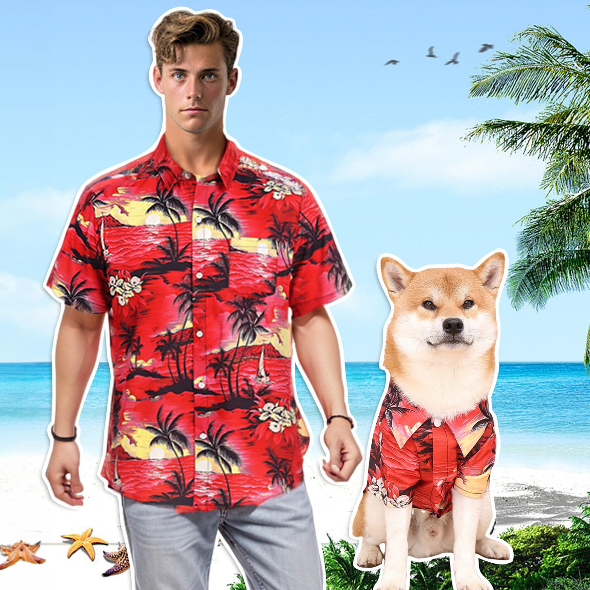Harbyel Dog Shirts Hawaii Dog Clothes for Small Medium Large Dogs Owner and Pet Shirts are Sold Separately