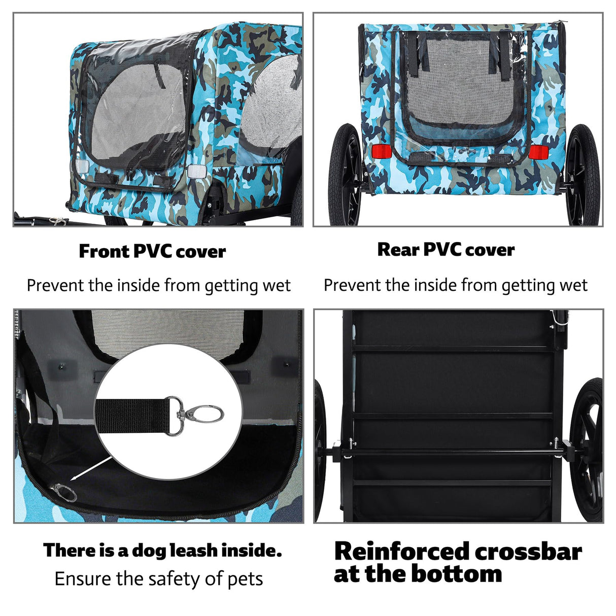 Anwick Dog Bike Trailer, Heavy Duty Dog Trailer for Bicycle, Cart Pet Bike Carrier with 3 Doors, 16" Wheels, Flag, Collapsible to Store, Pet Cart Bicycle Carrier for Small and Medium Pets (Blue)