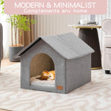 Indoor Dog House for Medium Dogs with Soft Cushion - Semi-Enclosed Warm Cave Bed for Pets Up to 20.8" Long
