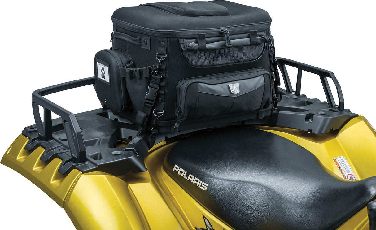 Kuryakyn 5288 Grand Pet Palace: Portable Weather Resistant Motorcycle Dog/Cat Carrier Crate for Luggage Rack or Passenger Seat with Sissy Bar Straps, Black 35 lbs Capacity