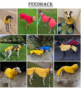 Greyhound Whippet Raincoat Waterproof with Reflective Stripe high Neck fit for Italian Greyhounds Whippets Long Back Breeds - Red - M