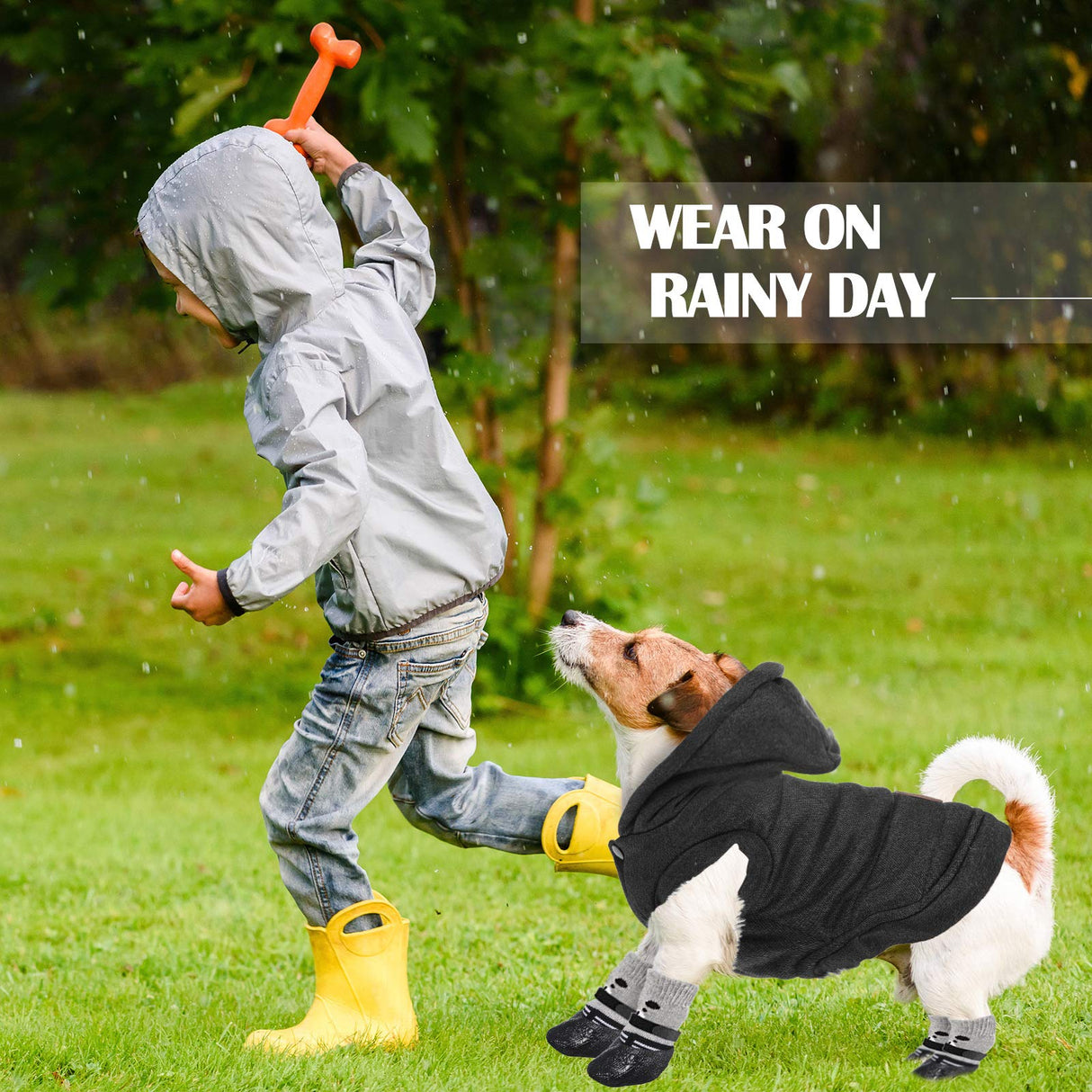 Winter Dog Coat Warm and Cat Boots Shoes Socks Waterproof Puppy Jacket Small Dog Booties Paw Protectors Stylish Hooded Coat for Puppy(Black,L)
