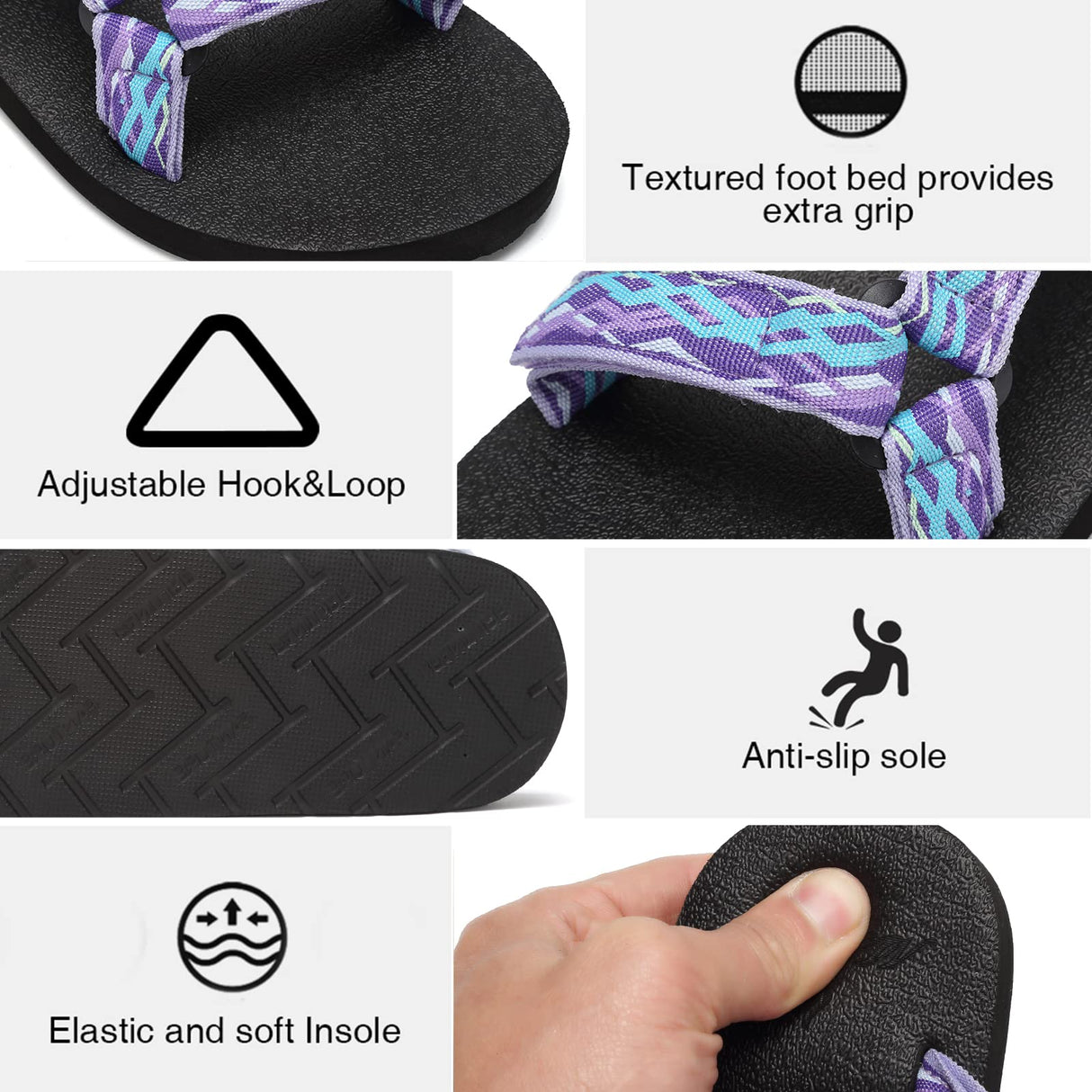 CIOR Women's Sport Sandals Hiking Sandals with Arch Support Yoga Mat Insole Outdoor Light Weight Water Shoes-U121SLX025-light purple-39