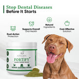 Dog Teeth Cleaning Powder - Fortify Dental Powder for Dogs - Plaque Remover and Freshens Bad Breath with Fresh Green Supplements - Contains Kelp, Probiotics, and Other Tooth Cleaning Ingredients
