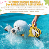 Relaxweex Dog Life Jacket Dog Life Vest for Swimming Boating Cute Bee Design with Rescue Handle Adjustable High Flotation Pet Lifesaver Swimsuit for Small Medium Large Puppy Water Safety (Small)