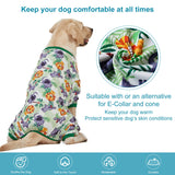 LovinPet Large Dog Pajamas Onesie: Lightweight Stretchy Knit Pullover Large Breed Jammies, Big Hippo Green Print, Wound Care/Post Surgery Dog Shirt, UV Protection, Pet PJ's, Dog Onesie/L