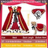 Pet King Cloak Christmas Dog Costumes Lux Fur Red Royal Cape Cat Robe Warm Winter Coat Outfit Medium Large Dogs Prince Costume Xmas Queen Clothes Princess Cosplay Birthday Dress (Red, Large)