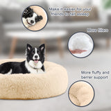 ELSKER&HOME Calming Dog Bed,Donut Washable Warming Soft Round 39 inches Dog Beds for Large Dogs,Anti-Anxiety Fluffy Plush Cushion Bed Fits up to 120 lbs Pets,Apricot