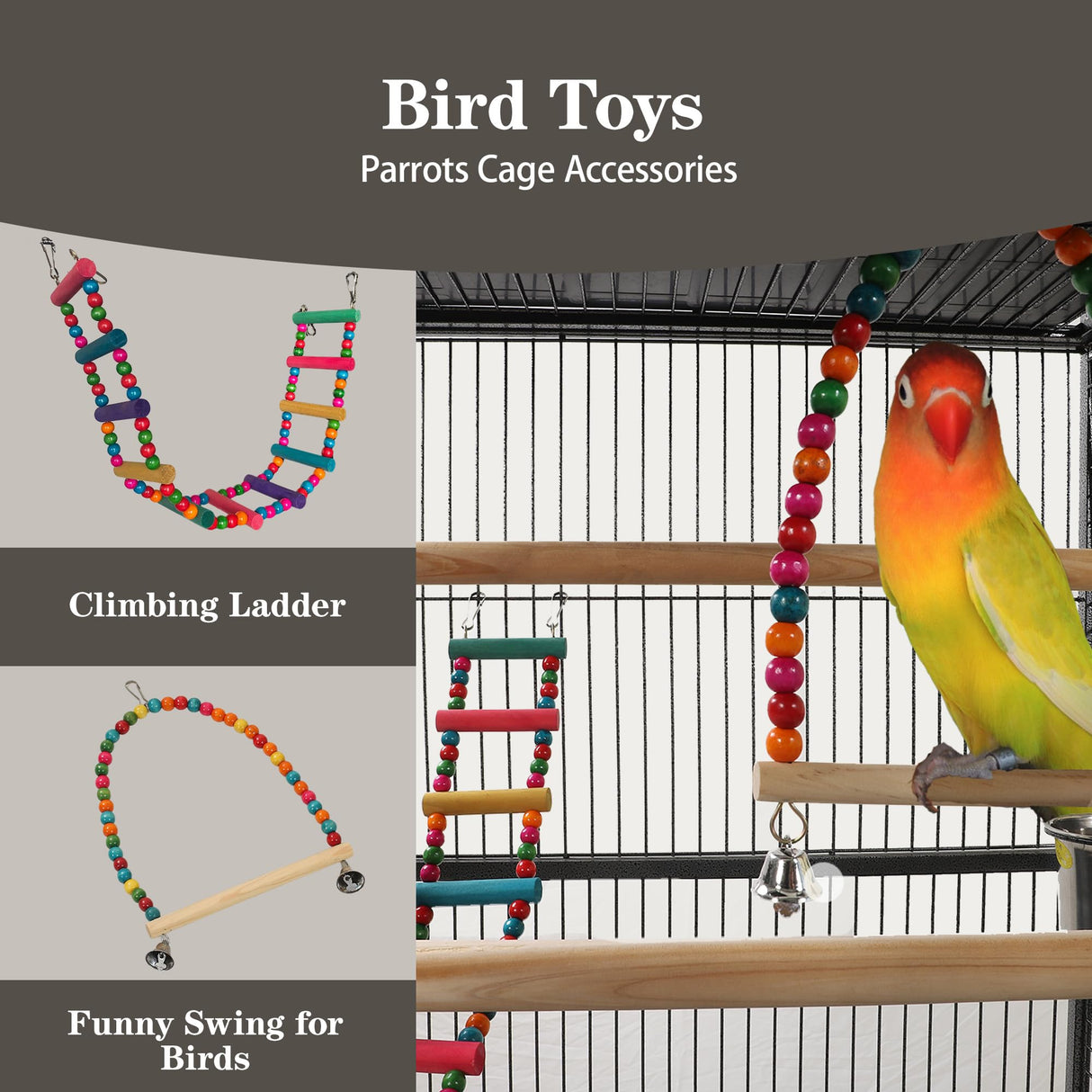 Sinopet 69-inch Large Bird Cages for Parrots,Large Parrot Cages for Large Birds, Flight Cage for Birds,Large Parakeet Cage with Birdcage Cover for African Grey,Quaker,Cockatiel,Green Cheek Conure