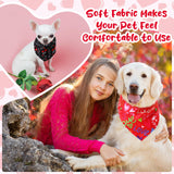 Reginary 72 Packs Valentine's Dog Bandanas Bulk Dog Heart Red Bandanas Valentine Pet Scarf Bibs Triangle Puppy Bibs Adjustable Puppy Scarf for Pet Costume Accessories