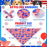 Chicingyou 108 Pcs Veterans Patriotic Dog Bandanas Bulks Star Stripe Adjustable Bow Ties for Dogs USA Flag Bowknot Triangle Scarf Kerchief for Pet Cat 4th of July Memorial Grooming Outfit