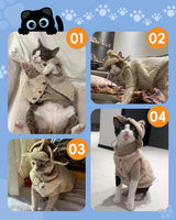 Retro Fleece Vest with Hat for Devon Rex and Hairless Cats Warm Winter Clothing for Cat & Dog (XL(10-13lbs))