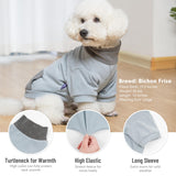 cyeollo Dog Sweater for Small Dogs Boy Girl, Fleece Dog Sweaters Warm Turtleneck Dogs Sweater with Sleeves Stretchy Doggy Pullover Sweatshirt Winter Pet Clothes, Light Blue M