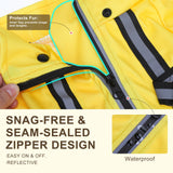 BEAUTYZOO Dog Raincoat for Small Medium Dogs Puppy,Waterproof Dog Rain Jacket with Harness Built-in & Detachable Hood, Zip Up Pet Rain Coat,Reflective Windproof Full Body Coverage Poncho for Rain Snow