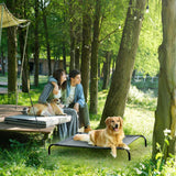 EHEYCIGA Elevated Dog Cot Beds for Large Dogs, Raised Outdoor Dog Hammock, Lifted Pet Platform with Frame and Washable Waterproof Cooling Teslin Mesh and Anti-Slip Feet, 43x26 inch
