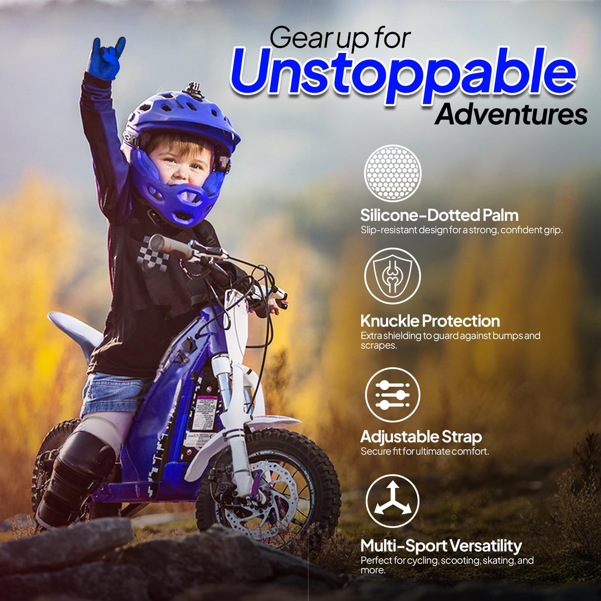 SAGA SPORTS Youth Motocross Gloves – Pro-Grade Protection for Dirt Bike & BMX Riders | High-Performance Gear for Boys & Girls | Built for Future Champions