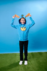 Bioworld Dog Man Emblem Boy's Blue Long Sleeve Cosplay Zip-Up Hoodie 6/7 (S)