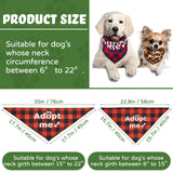 Patelai 16 Pcs 2 Size Adopt Me Dog Bandanas Bulk Plaid Reversible Triangle Bibs Printing Pet Scarf Bibs Adoption Event Celebration Accessories for Christmas Small Medium Large Shelter Animals