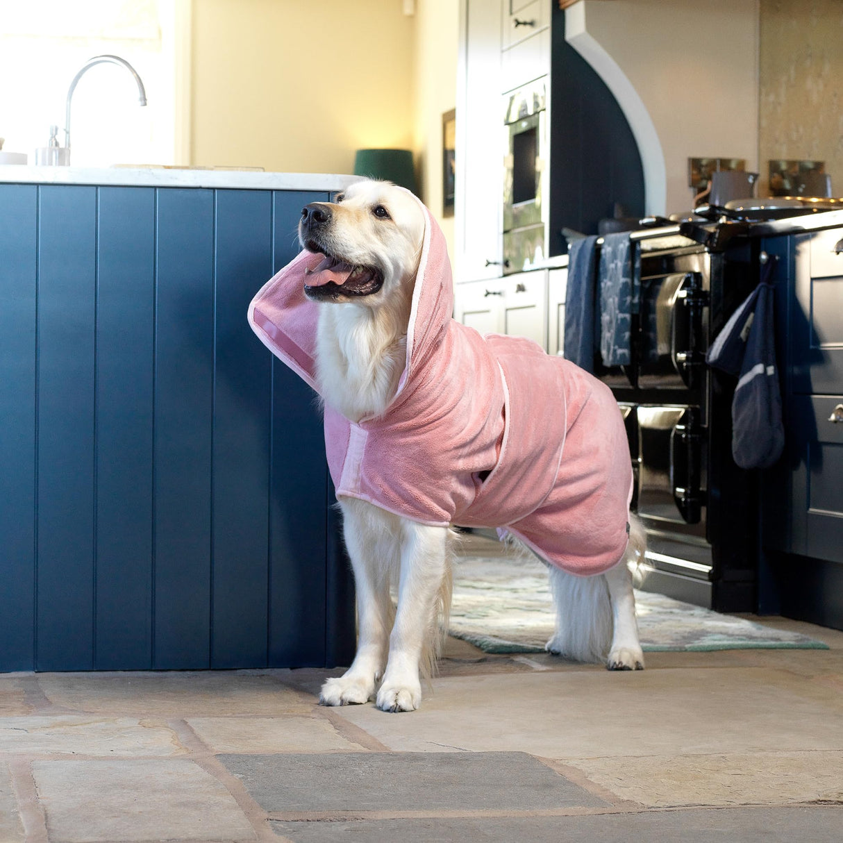 Lucky Pooch® Dog Robe - Luxurious Dog Bathrobe - Ultra Absorbent Dries Your Dogs in Minutes! Double-Layer, Super Soft Towel and Bath Robe All in One (XXL, Dusty Pink)