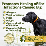 HAPPY JACK Ear Canker Powder (0.5 oz) Dog Ear Powder for Infections, Made in USA, Helps Allergies, Polyps, Overproduction of Wax