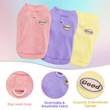 LyssKMK 3Packs Dog Cotton T-Shirt Dog Summer Short Sleeves Puppy Shirts Breathable Pet Vest Clothes with D-Ring for Small Medium Large Dogs Cats Kittens (Yellow Purple Pink) M