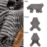 Fitwarm Mock Neck Knitted Dog Pajamas, Warm Winter Clothes for Small Dogs Boy Girl, Pet Pjs, Grey, XXL
