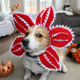 CHEERTAILS Dog Costume Hat Ear Wrap Piranha Plant Design, Funny Dog Halloween Costumes Headwear, Warm Pet Ear Head Wrap for Cold Weather, Pet Cosplay Clothes for Birthday Party, Christmas,M