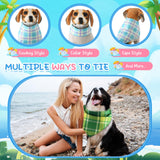 Geyoga 60 Pcs Summer Plaid Dog Bandanas Bulk Hawaiian Pet Scarf Bibs Adjustable Washable Kerchief Seasonal Pet Grooming Supplies for Small to Large Dogs Cats Costume Accessories