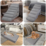 LitaiL 7-Step Dog Stairs for High Beds 30-36" Tall Dog Ramp for Small and Older Pets, Non-Slip Pet Steps, Grey