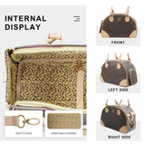 Betop House Fashion Dog Carrier PU Leather Dog Handbag Dog Purse Cat Tote Bag Pet Cat Dog Hiking Bag, Brown, Small 38 * 23 * 17cm