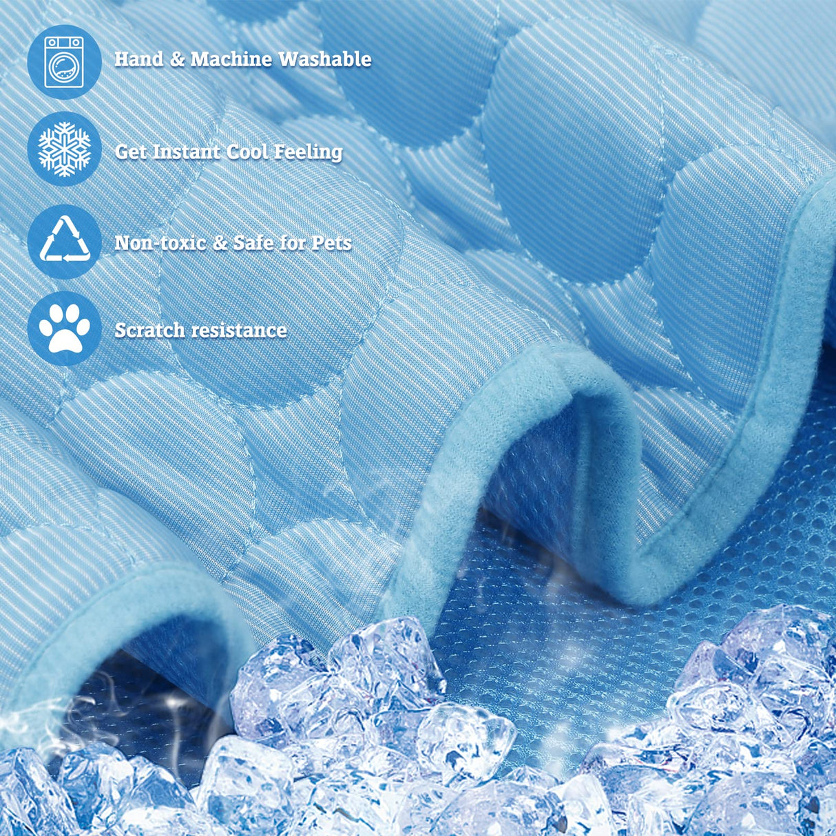 MeiLiMiYu Washable Dog Ice Silk Self Cooling Mat for Indoor & Outdoor Dog Mat with Cooling Pad & Blanket