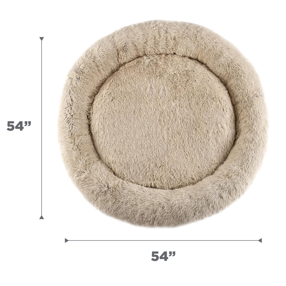 Best Friends by Sheri The Original Calming Donut Dog Bed – Washable Plush Pet Bed for XXL Breeds up to 210 lbs, Shag Faux Fur, Taupe, XXL (54" x 54")