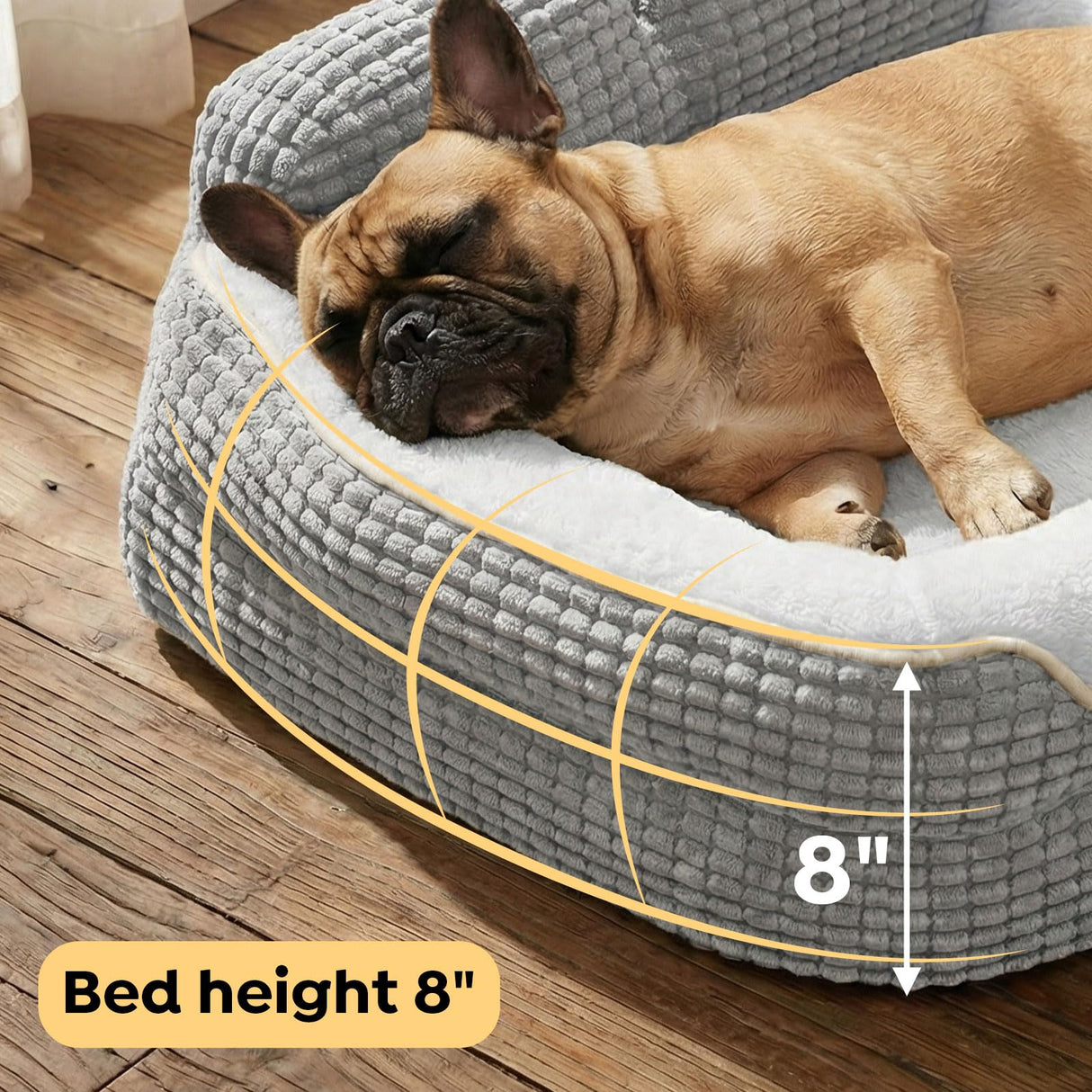 Veehoo Cute Dog Bed for Large Dogs, Orthopedic Egg-Crate Foam Dog Bed with Sides, Removable Washable Cover & Waterproof Lining, Comfortable Pet Couch Pet Sofa Grey, 36"