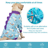 LovinPet Pet Clothes Large Dog, Anti Licking Dog Recovery Clothes, Lightweight Onesie, Starlight Rainbow/Wild Horse Prints American Bully Pajamas, UV Protection, Adorable pet PJ's/Large