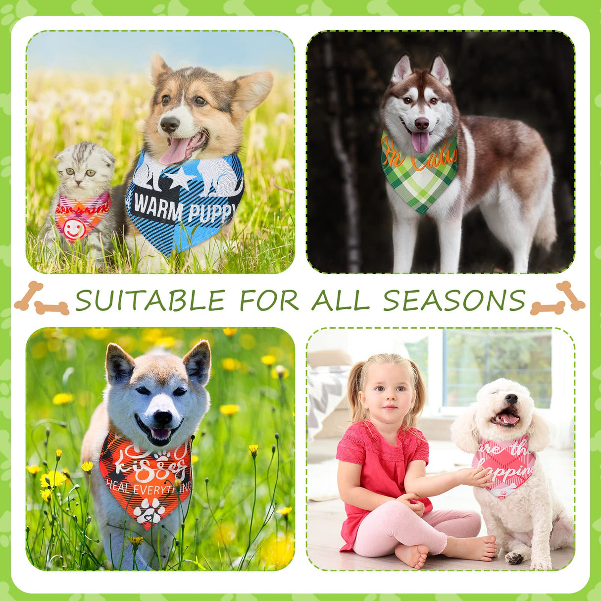 50 Pcs Plaid Dog Bandanas Bulk Cute Dog Scarf Bibs Puppy Pet Bandanas with Captions Adjustable Cat Outfit Washable Triangle Scarf Kerchief for Small to Medium Girl Boy pet(Cute)