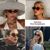 ViewJoy Retro Oval Sunglasses for Women Vintage 90s Y2K Trendy Designer Sun Glasses 2Pack