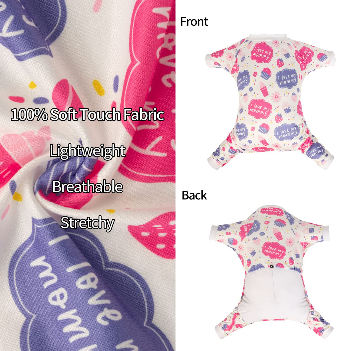CuteBone Small Dog Pajamas Shirt Stretchy Summer Puppy Pjs Soft Cat Onesies Pet Clothes for Daily Wear DA18XL